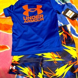 Boy’s Under Armour swim trunks and rash guard size 3T